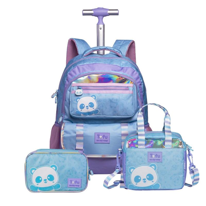 Mochila Rodas Lancheira Termica Estojo Box Panda Tofu - Xeryus